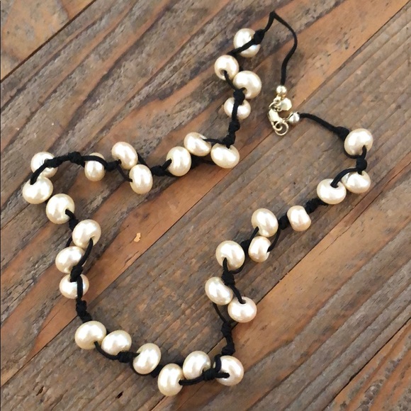 j crew giant pearl w/ cord necklace